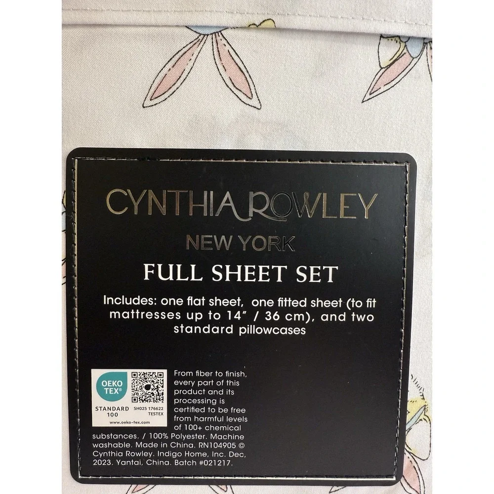 Cynthia Rowley Full Sheet Set Dogs With Bunny Ears Easter Spring Novelty Print‎